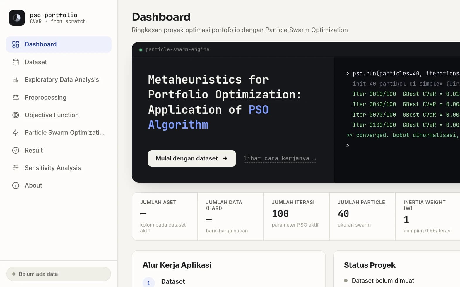 Screenshot of Financial Portfolio Optimization using PSO